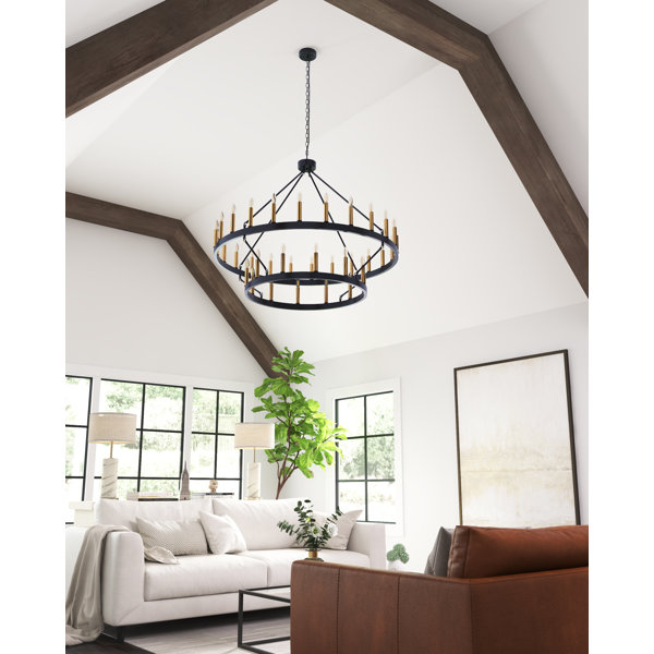 Double wagon store wheel chandelier